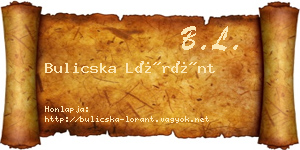 Bulicska Lóránt névjegykártya